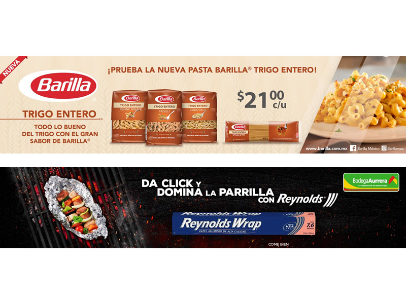 Barilla banner Chedraui - Reynolds banner Bodega Aurrera